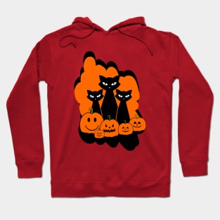 HAPPY Halloween Black Cats And Pumpkins Hoodie